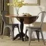 JUMMICO Metal Dining Chair Stackable Industrial Vintage Kitchen Chairs Indoor-Outdoor Bistro Cafe Side Chairs with Back and Wooden Seat Set of 4 (Gun) JUMMICO Metal Dining Chair Stackable Industrial Vintage Kitchen Chairs Indoor-Outdoor Bistro Cafe Side Chairs with Back and Wooden Seat Set of 4 (Gun)