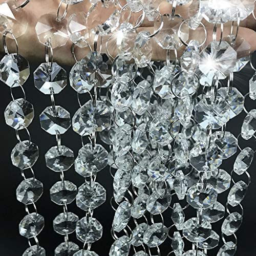 10Pcs 33Ft Crystal Chandelier Pendants Beads Chain Parts Glass Beads Teardrop Crystal Strands for Wedding and DIY Craft Jewelry Decoration