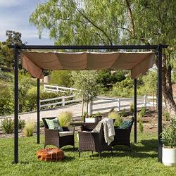 Best Choice Products 10x10ft Extra-Large Outdoor Patio Pergola Shelter w/Removable Retractable Sun Shade Canopy Cover, Weather-Resistant Fabric, Steel Frame, and 16 Ground Stakes, Black