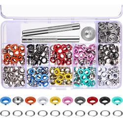 Bememo 300 Pieces Grommets Kit Metal Eyelets Shoes Clothes Crafts, 10 Colors (1/4 Inch)