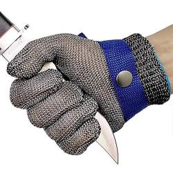 Cut Resistant Gloves Stainless Steel Wire Metal Mesh Butcher Safety Work Gloves for Cutting,Slicing Chopping and Peeling(Medium)