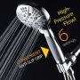 NOTILUS Giant High-Pressure 6-setting Luxury Rain/Handheld Shower Head - Anti-Slip Grip, Metal Fittings, Anti-Clog Jets, Heavy-Duty Stainless Steel Hose - All-Chrome Finish