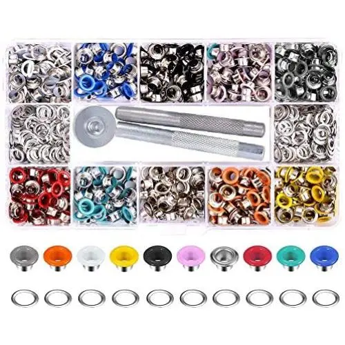 Yakamoz 300 Set 6mm 1/4 Inch Multi-Color Grommets Kit Metal Eyelets Set with Installation Tool for DIY Project Craft Clothes Shoes for Shoes Clothes