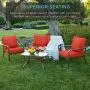 Best Choice Products 4-Piece Cushioned Metal Conversation Set w/ 2 Chairs and Glass Top Coffee Table - Red Best Choice Products 4-Piece Cushioned Metal Conversation Set w/ 2 Chairs and Glass Top Coffee Table - Red