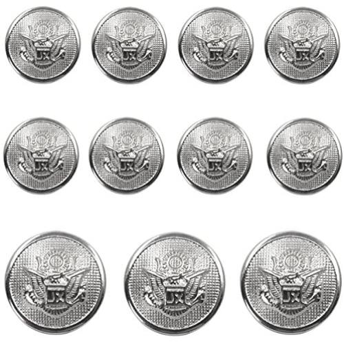 11 Pieces Metal Blazer Button Set - Eagle Badge - for Blazer, Suits, Sport Coat, Uniform, Jacket (Silver)