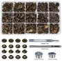 INNETOC 100 Sets - 12mm(1/2'') Metal Line 24 Gunmetal Black Plated Steel Snaps Fastener Leather Rapid Rivet Button Sewing with Seting Tool (12mm, Bronze)