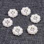 FEIYI 24 Pieces 26 mm Flatback Pearl Rhinestone DIY Embellishments for Wedding Decoration, Flower Center, Gift Card Decor (Silver)