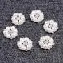 FEIYI 24 Pieces 26 mm Flatback Pearl Rhinestone DIY Embellishments for Wedding Decoration, Flower Center, Gift Card Decor (Silver)