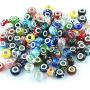 RUBYCA Silver Color Murano Glass Beads Fit European Charm Bracelet Spacer by eART 50pcs Mix