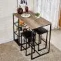 VECELO 3-Piece Pub Dining Set Counter Height Breakfast Table with Cushion Stools, Black VECELO 3-Piece Pub Dining Set Counter Height Breakfast Table with Cushion Stools, Black