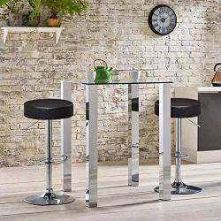 COSTWAY Bar Stools Set of 2, Modern Swivel Backless Round Barstool, PU Leather Armless bar Chair with Height Adjustable, Chrome Footrest, Sturdy Metal Frame for Kitchen Bistro Pub (Black, 2 pcs)