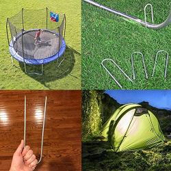 Uniprime Trampoline Stakes U Shaped Anchors Heavy Duty Metal - Long Trampolines Ground Wind Stakes for Soccer Goals, Camping Tents, Garden Decoration