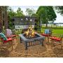 Sibosen Fire Pit, 32'' Fire Pits Outdoor Wood Burning Square Metal Firepit Table w/Mesh Spark Screen, BBQ Grill, Log Grate, Poker, Firepit Cover for Camping Picnic Bonfire Patio Backyard Garden