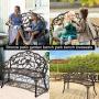 Metal Outdoor Bench Outdoor Patio Bench Garden Park Bench Iron Cast Aluminum Romantic Rose Antique Decoration Bench Porch Path Chair Suitable for Outdoor Parks Patio Backyard Lawn Porch Garden