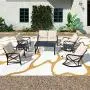 PatioFestival Cushioned Metal Outdoor Conversation Sets,8 PCs All Weather Padded Furniture Sectional Sofa Sets w/Loveseat,Rocking Chairs,Coffee Table for Yards,Gardens,Porches (8 PCS-1, Khaki) PatioFestival Cushioned Metal Outdoor Conversation Sets,8 PCs All Weather Padded Furniture Sectional Sofa Sets w/Loveseat,Rocking Chairs,Coffee Table for Yards,Gardens,Porches (8 PCS-1, Khaki)