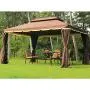 Outsunny 10 x 13 Outdoor Patio Gazebo Canopy with 2-Tier Polyester Roof, Vented Mesh Sidewall, & Strong Aluminum Frame