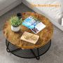 Teraves Industrial Coffee Table for Living Room,Round Coffee Table with Storage Shelf,Modern Coffee Table with Metal Frame,Easy Assembly