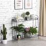 Yaheetech 2 Tier Metal Plant Stand for Outdoor/Indoor, Plant Display Rack Flower Pot Stand Shelf for Home Garden Backyard Patio, Home Storage Organizer Rack Black，33.5 x 13.4 x 31.9 inch