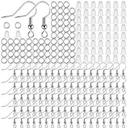 300 PCS DIY Earrings Making Supplies Kit - 925 Sterling Silver Fish Hook Earring, Open Jump Rings with Clear Silicone Earring Backs, Hypo-allergenic by VIW