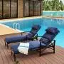 LOKATSE HOME Outdoor Patio Chaise Lounge Chair with Adjustable Backrest and Arms Metal Lounger Furniture All Weather, Blue LOKATSE HOME Outdoor Patio Chaise Lounge Chair with Adjustable Backrest and Arms Metal Lounger Furniture All Weather, Blue