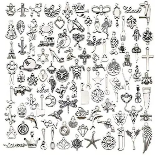 WOCRAFT 100 pcs Wholesale Bulk Lots Animals Tools Charms for Jewelry Making Mixed Smooth Tibetan Silver Metal Charms Pendants DIY for Jewelry Making Necklace Bracelet and Crafting (M356) WOCRAFT 100 pcs Wholesale Bulk Lots Animals Tools Charms for Jewelry Making Mixed Smooth Tibetan Silver Metal Charms Pendants DIY for Jewelry Making Necklace Bracelet and Crafting (M356)