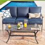 PatioFestival Patio Conversation Set 4 Pieces Cushioned Outdoor Furniture Sets with All Weather Frame