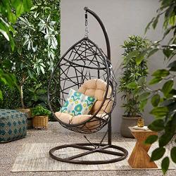 Christopher Knight Home CKH Wicker Tear Drop Hanging Chair, Brown