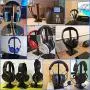 Headphone Stand Headset Holder New Bee Earphone Stand with Aluminum Supporting Bar Flexible Headrest ABS Solid Base for All Headphones Size (Black)
