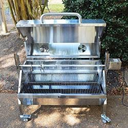 Titan Great Outdoors 35W Stainless Steel Rotisserie Grill Roaster w/Glass Hood 85 LB Capacity