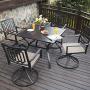 Patio Dining Table Outdoor Metal Steel Frame Square Table with Umbrella Hole, Dining Table for 4 Patio Dining Table Outdoor Metal Steel Frame Square Table with Umbrella Hole, Dining Table for 4