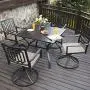 Patio Dining Table Outdoor Metal Steel Frame Square Table with Umbrella Hole, Dining Table for 4 Patio Dining Table Outdoor Metal Steel Frame Square Table with Umbrella Hole, Dining Table for 4