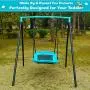 Swing Set - 70'' Swing Sets for Backyard, Sturdy Steel Frame for Up to 2 Children Saucer Swing with Frame Toddler Swing with Stand - All Weather