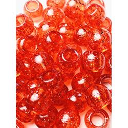 Tara Metallic Color 12 MM Plastic Beads For Braid Hair 240 Pieces In One Pack (Pack of 2, GLITTER RED)
