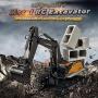 Remote Control Excavator Toy 1/14 Scale RC Excavator, 22 Channel Upgrade Full Functional Construction Vehicles Rechargeable RC Truck with Metal Shovel and Lights Sounds (1592-black)