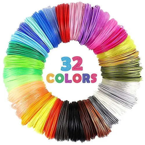 32 Colors 3D Pen PLA Filament Refills, Each Color 10 Feet, Total 320 feet, Pack with 4 Finger Caps by Mika3D 32 Colors 3D Pen PLA Filament Refills, Each Color 10 Feet, Total 320 feet, Pack with 4 Finger Caps by Mika3D