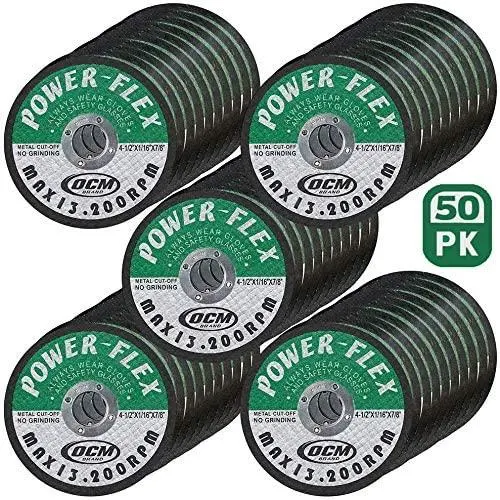 50 Pack - Cut Off Wheels 4 1/2 Inch x 1/16 Inch x 7/8 Inch - For Cutting All Steel and Ferrous Metals. 50 Pack - Cut Off Wheels 4 1/2 Inch x 1/16 Inch x 7/8 Inch - For Cutting All Steel and Ferrous Metals.