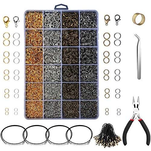 Yblntek 3143Pcs Jewelry Findings Jewelry Making Starter Kit with Open Jump Rings, Lobster Clasps, Jewelry Pliers, Black Waxed Necklace Cord for Jewelry Making Supplies and Necklace Repair
