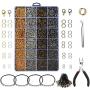 Yblntek 3143Pcs Jewelry Findings Jewelry Making Starter Kit with Open Jump Rings, Lobster Clasps, Jewelry Pliers, Black Waxed Necklace Cord for Jewelry Making Supplies and Necklace Repair