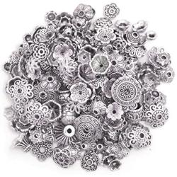 160-210pcs Bali Style Jewelry Making Metal Bead Caps Deluxe New Mix, 100 Gram,Tibetan Silver