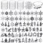 185 Pieces Christmas Jewelry DIY Accessories Set Includes 50 Pieces Christmas Charms 20 Pieces Antique Silver Snowflake Pendant 15 Pieces Bracelets and 100 Pieces Rings