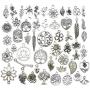 Youdiyla 100pcs Mix Silver Tree Flower Charms Collection, Bulk Mini Small Little Charms Metal Pendant Craft Supplies Findings for Necklace and Bracelet Jewelry Making (HM291)