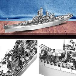 Piececool 3D Metal Model Kits-USS Missouri Battleship, DIY 3D Metal Puzzle for Adults, Great Gift Idea