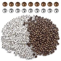 Crimp Beads 3mm, 1000 Pieces Stopper Beads Metal Bead Spacers For DIY Bracelet Jewelry Making, Bronze and Silver