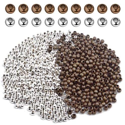 Crimp Beads 3mm, 1000 Pieces Stopper Beads Metal Bead Spacers For DIY Bracelet Jewelry Making, Bronze and Silver Crimp Beads 3mm, 1000 Pieces Stopper Beads Metal Bead Spacers For DIY Bracelet Jewelry Making, Bronze and Silver