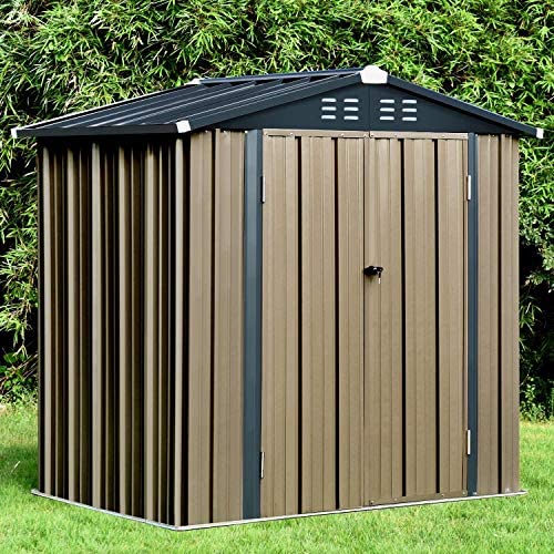 6 x 4 Storage Sheds Outdoor, Tool Sheds for Home Yard Patio Backyard Deck, Metal Garden Shed with Padlock, Dark Grey