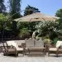 Grand patio Outdoor 12 FT Offset Umbrella with Base Included, Curved and Cantilevered, Aluminum (Champagne