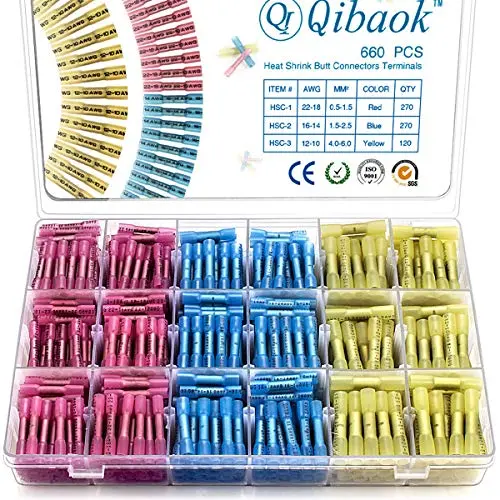 660 PCS Heat Shrink Butt Connectors Qibaok Crimp Electrical Wire Connector Waterproof Insulated Butt Splice Terminal for Automotive Marine Boat Truck Trailer Stereo 660 PCS Heat Shrink Butt Connectors Qibaok Crimp Electrical Wire Connector Waterproof Insulated Butt Splice Terminal for Automotive Marine Boat Truck Trailer Stereo