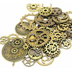 IBS 140 Gram Bronze Steampunk Clock Watch Wheel Gears Cogs Charms Pendant for DIY Jewelry Making