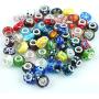 RUBYCA Silver Color Murano Glass Beads Fit European Charm Bracelet Spacer by eART 50pcs Mix