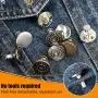 MIUYOON Button Pins for Jeans,17mm 6PCS Jean Buttons Replacement Button Pins for Pants Easy to Use and No Tools Require